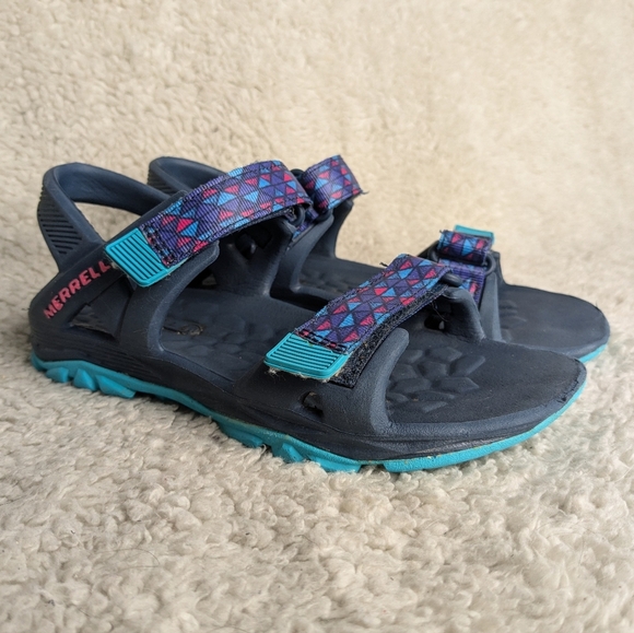 MERRELL Kid Sandals Size 1 Navy Blue  And Pink Color Perfect For Summer - Picture 1 of 8